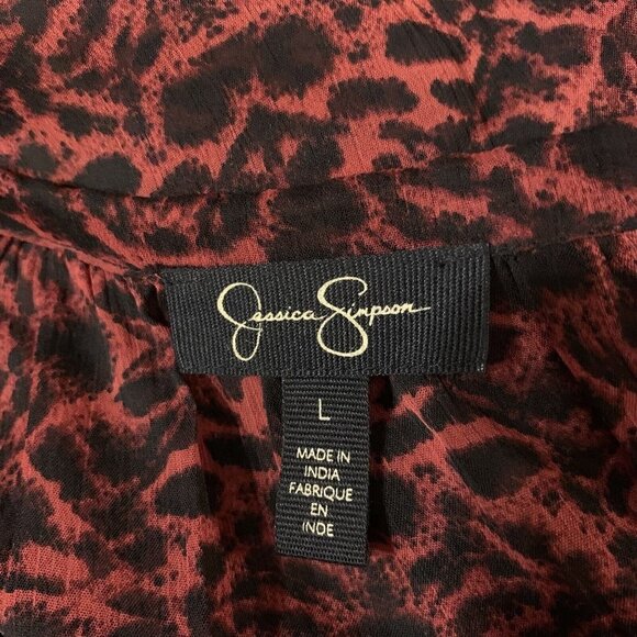 Jessica Simpson. Size L. Beaded Semi Sheer Chiffon Tie Tunic. Button Up. B34 - Picture 6 of 6